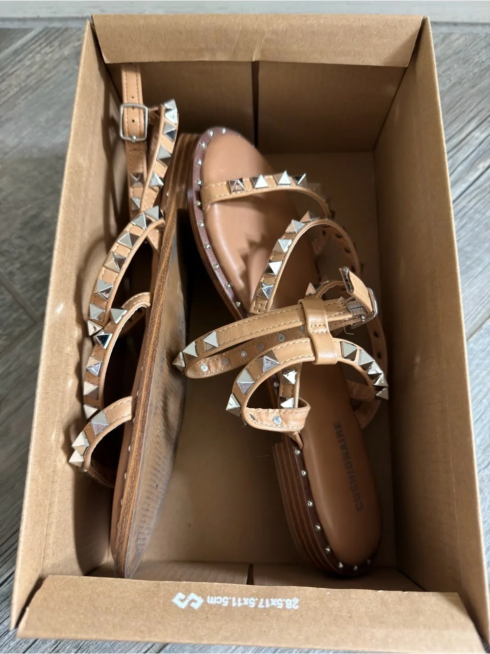 Talia Studded Ankle-Strap Sandals - Tan